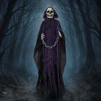 6' Halloween Decorations Animatronics Grim Reaper, Sound-Actived Party Deco for Garden Yard Lawn