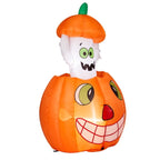 2.8FT Halloween Inflatable Animated Pumpkin Ghost, 2 White LED Lights, Weather-Resistant Polyester, for Small Spaces/Accent Decor