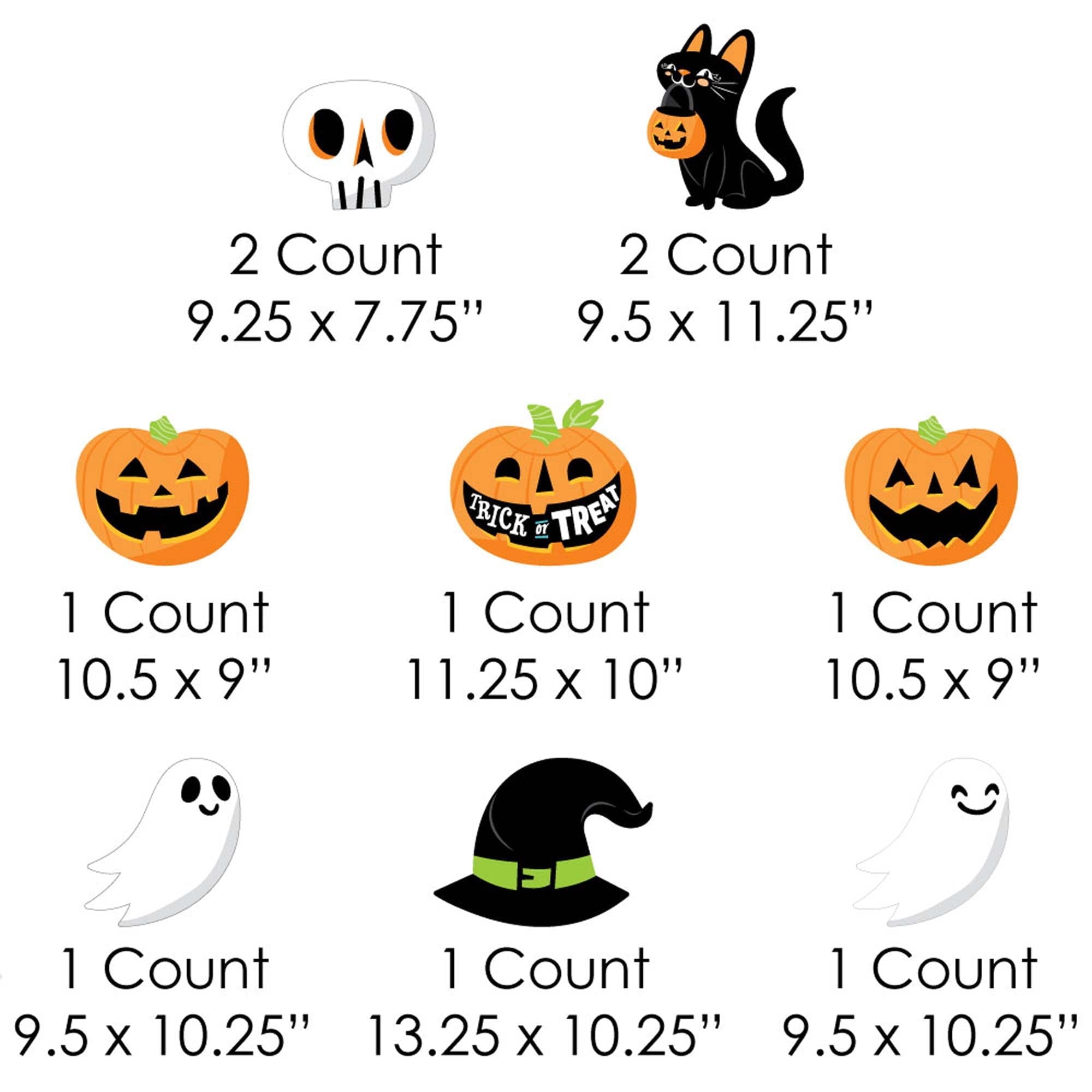Big Dot of Happiness Jack-O'-Lantern Halloween - Black Cat Ghost Skull & Witch Hat Lawn Decor - Outdoor Kids Halloween Party Yard Decorations - 10 Pc