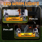 9.6FT Halloween Inflatable Skeleton Tombstone Banner, Built-in 4 White LED Lights, Quick Inflation for Yard/Patio/Party