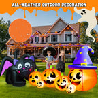 9FT Halloween Inflatable Black Cat with Pumpkin,Halloween Yard Decoration with 8 LED Lights,Blow Up Outdoor Lawn Decor