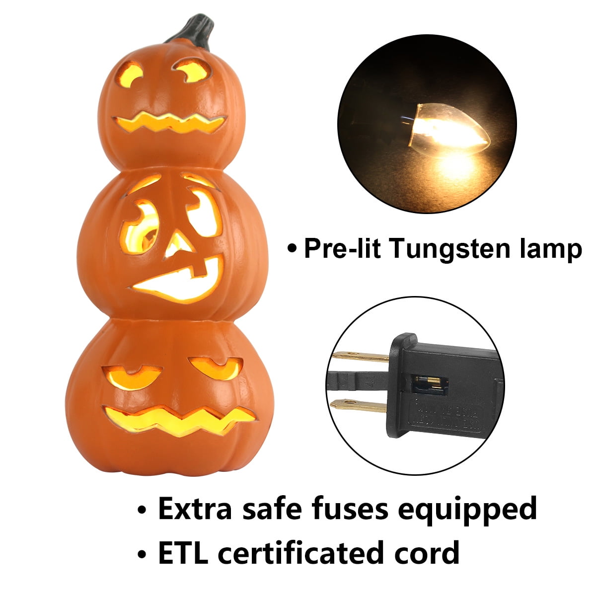 15 Inch Large LED Jack O Lantern - Perfect For Garden, Patio & Front Door Halloween Decor