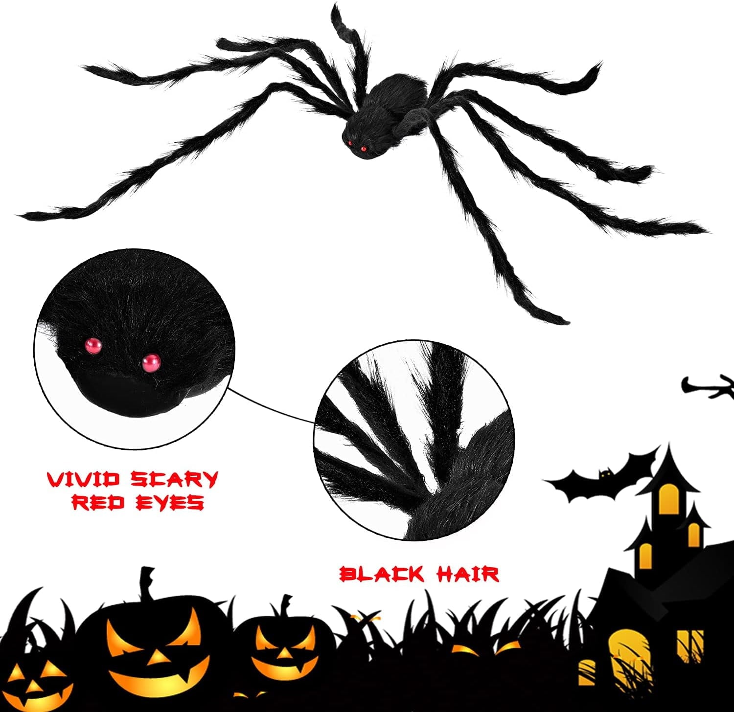 3 Pack 5 FT Giant Spider Halloween Decorations,Scary Spider Halloween Decorations Outdoor Party Decorations Props Halloween Yard Decorations,Black