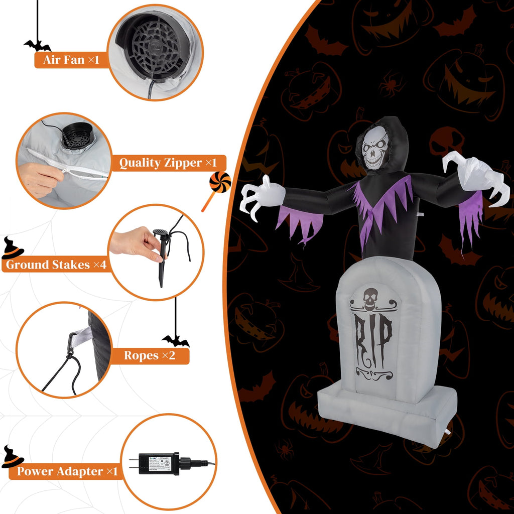 Inflatable Halloween Decoration 6 FT Reaper for Halloween Party Outdoor, Yard, Garden, Lawn Decorations