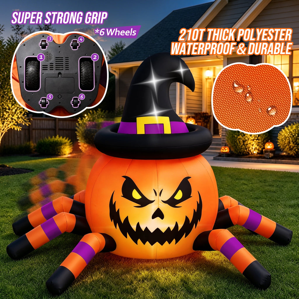 (2 pack) 2.6ft Remote Control Halloween Inflatable with Music Lights,Pumpkin Spider Car Blow ups Rc Car,Indoor Outdoor Decorations