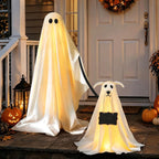 Clearance Outdoor Halloween Decorations 2 Pack Spooky Ghost Dog Light-Up Freestanding Swinging Ghost for Front Door Porch Yard Lawn Home Party