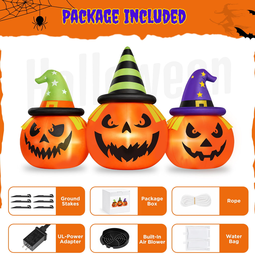 6FT Halloween Inflatable Pumpkins Decorations with LED Lights, Halloween Blow Ups Decoration for Home Party