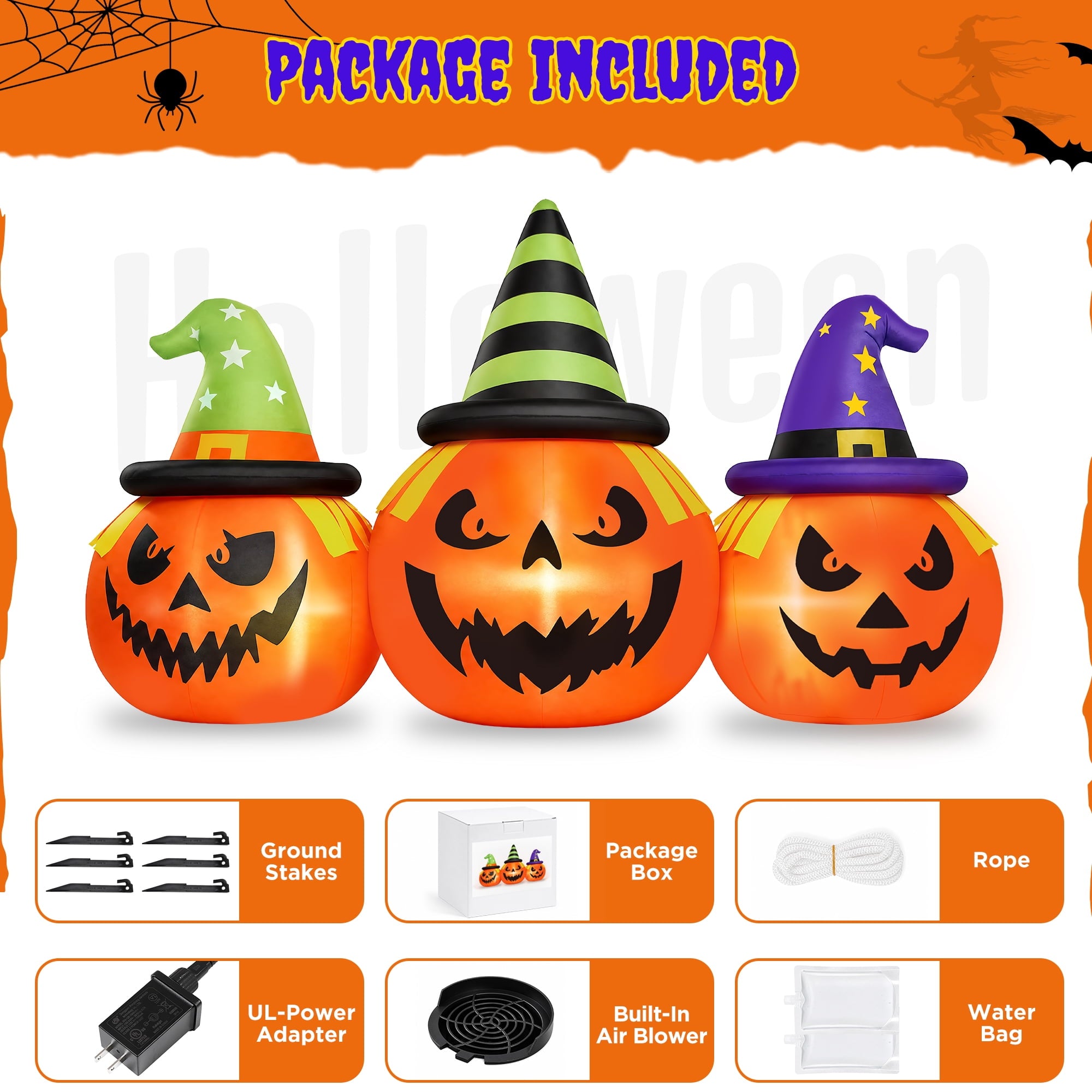 6FT Halloween Inflatable Pumpkins Decorations with LED Lights, Halloween Blow Ups Decoration for Home Party
