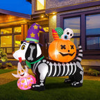 5FT Halloween LED Inflatable Skeleton Dog with Treats Halloween Yard Decorations