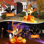 8FT Halloween Inflatables Dead Tree,Outdoor Halloween Decorations with Built-in LED Lights,Halloween Blow Up Yard Decorations with Pumpkin,Ghost,and Owl