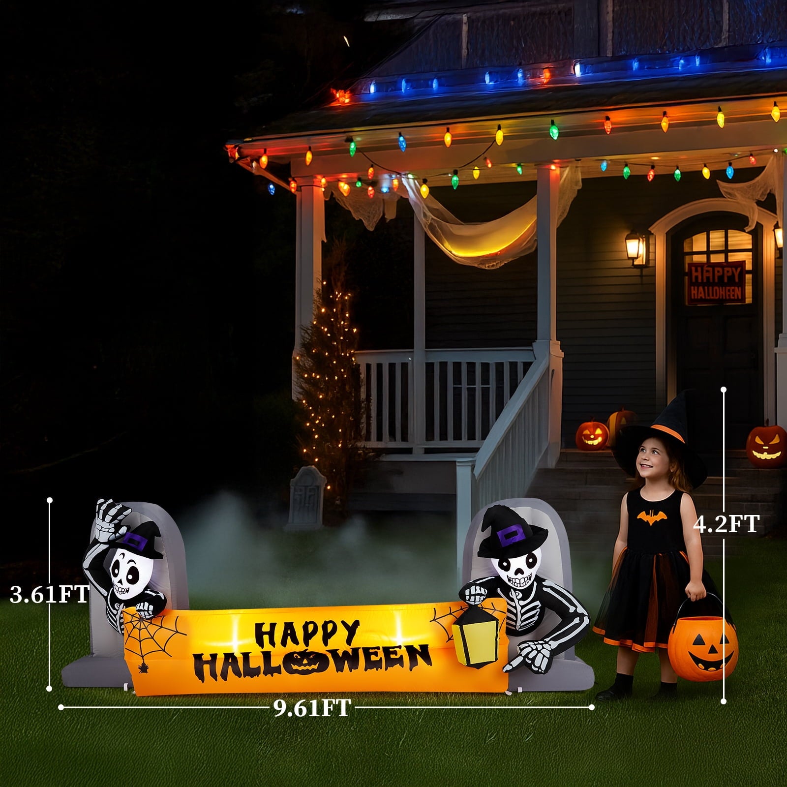 10' Halloween Inflatables Outdoor Halloween Tomb Decoration Banner Blow up Decor