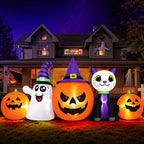 (2 pack) 8FT Halloween Inflatable Pumpkins Ghost Cat with Lights,Blow ups Outdoor Decorations for Yard