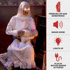 2.9 ft Animatronic Gravely Granny by Tekky Halloween Decoration with Motion-Activated Sounds, HHGRVLYGRNY-1FLSA