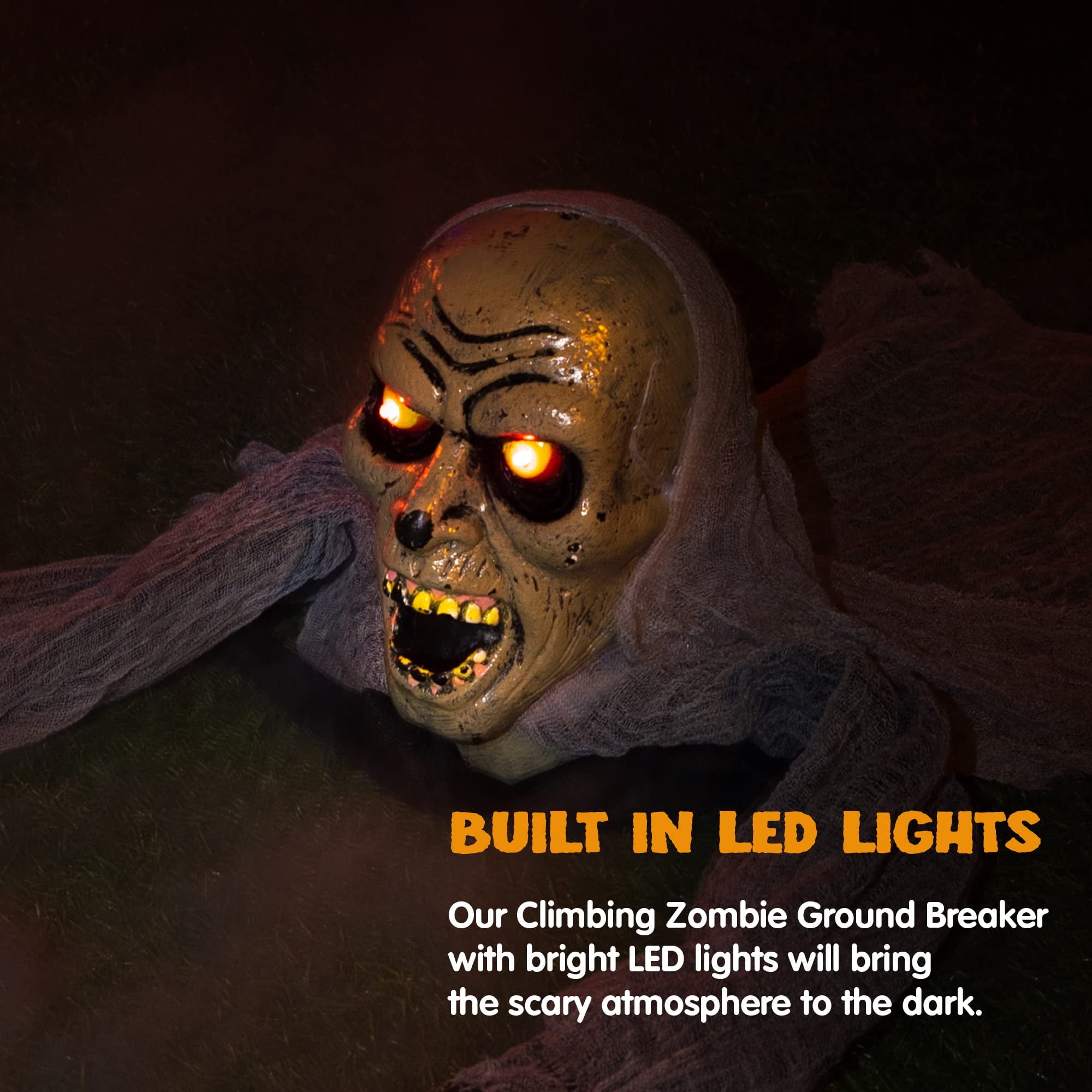 Halloween Groundbreaker Halloween Decorations Zombie with Sound and Flashing Eyes,Outdoor Scary Halloween Yard Decorations