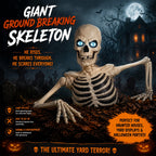 Clearance Halloween Decorations Skeletons, Giant Ground Breaking Skeleton with LCD Eyes, Spooky Haunted Home Halloween Decorations Outdoor for Yard, Patio & Front Porch