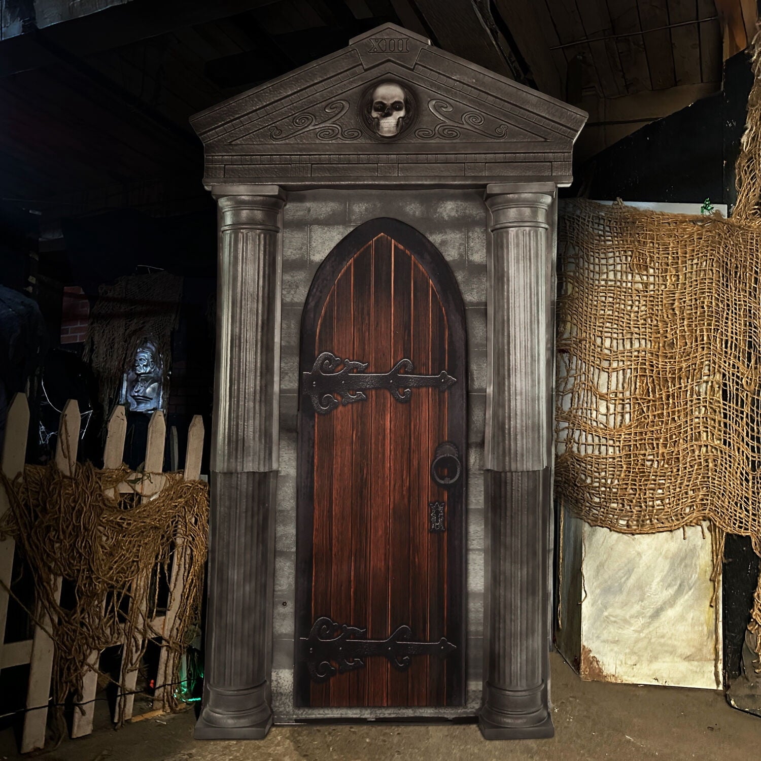 6.7 ft. Motion-Triggered Mausoleum Halloween Animatronic by Tekky, HHMAUSOLEUM-1FLSA