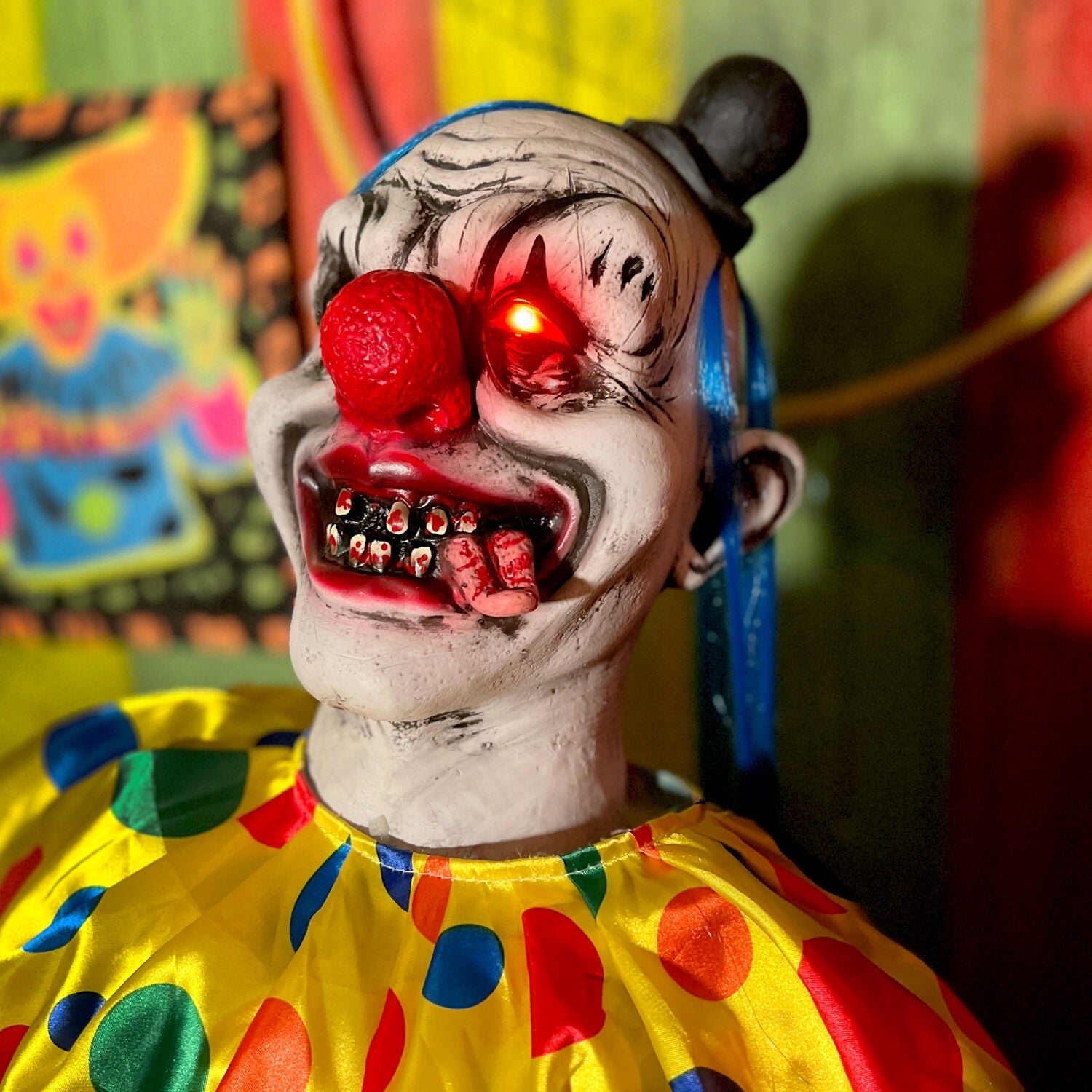 5.9 ft Voice & Sound-Sensor Clown on Tricycle Halloween Animatronic, HHTRIBKCLOWN-1FLSA