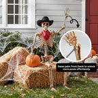 5.4ft Halloween Skeleton Decorations, Weathered Posable Skeleton Decor for Halloween Decorations Outdoor Indoor