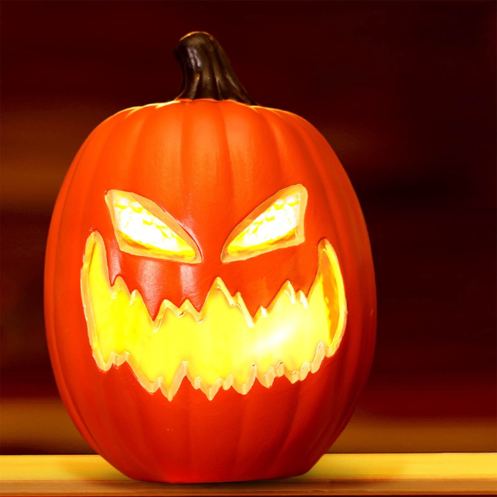 Halloween LED Light Up Pumpkin Decorations for Home,12" Blow Molded Jack O Lantern with Realistic Carved Design,Battery Operated Indoor Outdoor Halloween Party Decor,Bar,Yard,Porch
