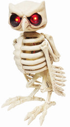 14" Animated Owl Skeleton Halloween Decoration