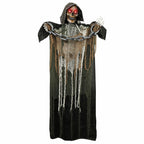 67" Standing Grim Reaper with Chain, Large Halloween Decorations Outdoor, Life Size Animatronics Skelton, Sound-Actived Party Decor with Creepy Sound & LED Eyes, Scary Haunted House Props