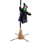 6 ft Touch-Activated Mounted Flying Witch Halloween Animatronic, HHWITCH-52FLS