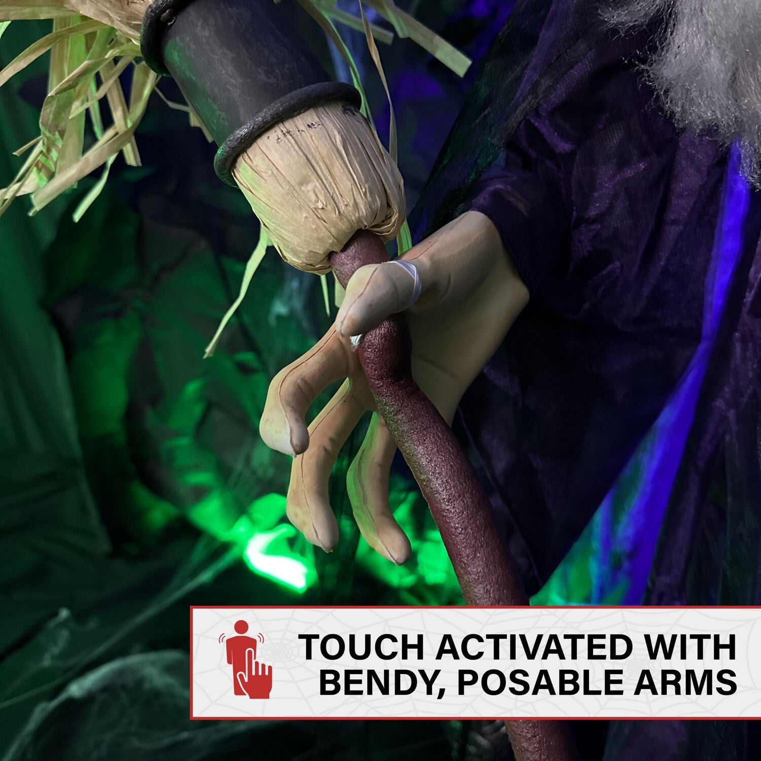 Life-Size Animated Talking Witch w/ Broomstick, 6 ft Halloween Decoration, HHWITCH-5FLSA