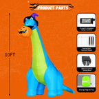 COMIN Halloween Inflatables 10 FT Tall Dinosaurs Eating Pumpkin Blow Up Yard Decoration with Built-in LED for Yard Garden Party Lawn