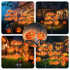 2 packs 40 LEDs Solar Halloween Pumpkin Stake Lights, 2 Modes Outdoor Waterproof Halloween Decorations, Solar Halloween Lights Stakes for Garden Yard Pathway