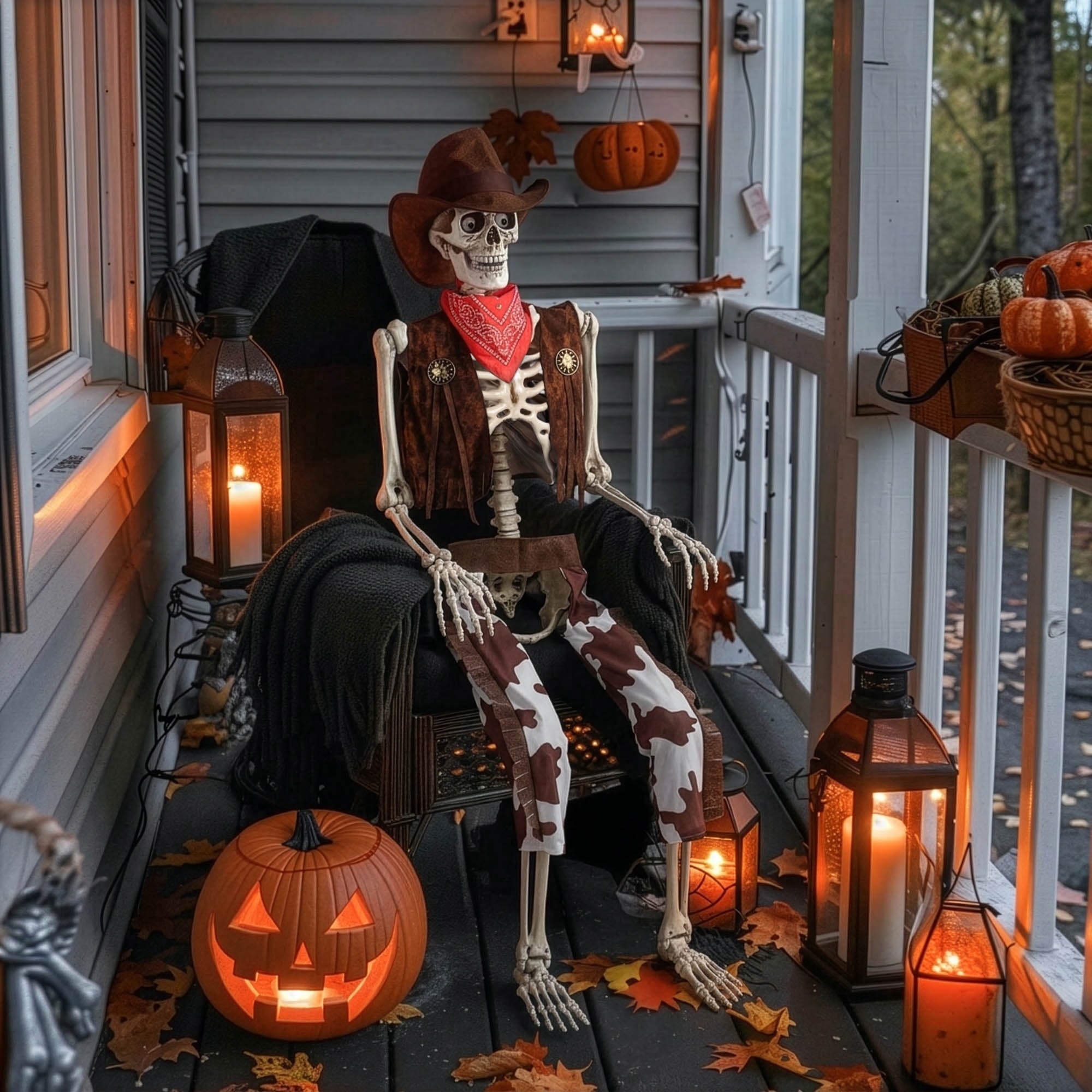 Spooky Yard™ Yescom Halloween 5.6Ft Life Size Skeleton Cowboy Detailed Costume Outdoor Indoor Haunted House Props Decor 2026