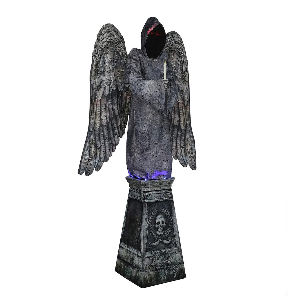 96" Cemetery Angel Animated Prop  Creepy Halloween Yard Decoration