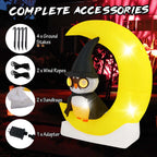 Costway 4.3 x 5.1 ft Inflatable Owl on Moon LED Lighted Halloween Decoration w/ Large Moon & Wizard Owl w/ Stakes & Sandbags