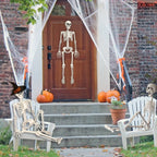 OZMI Halloween Skeleton Decoration for Haunted House, 38 Inch Full Body Plastic Skull Skeleton with Posable Joints for Halloween Party Haunted House Bar Graveyard Decorations Party