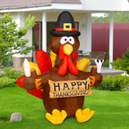 Thanksgiving Inflatable Turkey 5FT Blow up Outdoor Thanksgiving Inflatables Decoration with LED Lights for Holiday Party Yard Garden