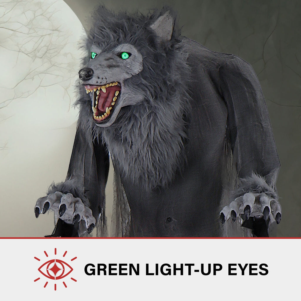 7 ft Tall Motion-Activated Towering Werewolf, Premium Halloween Animatronic, Plug-In, HHTWRWOLF-1FLSA
