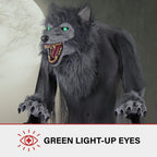 7 ft Tall Motion-Activated Towering Werewolf, Premium Halloween Animatronic, Plug-In, HHTWRWOLF-1FLSA
