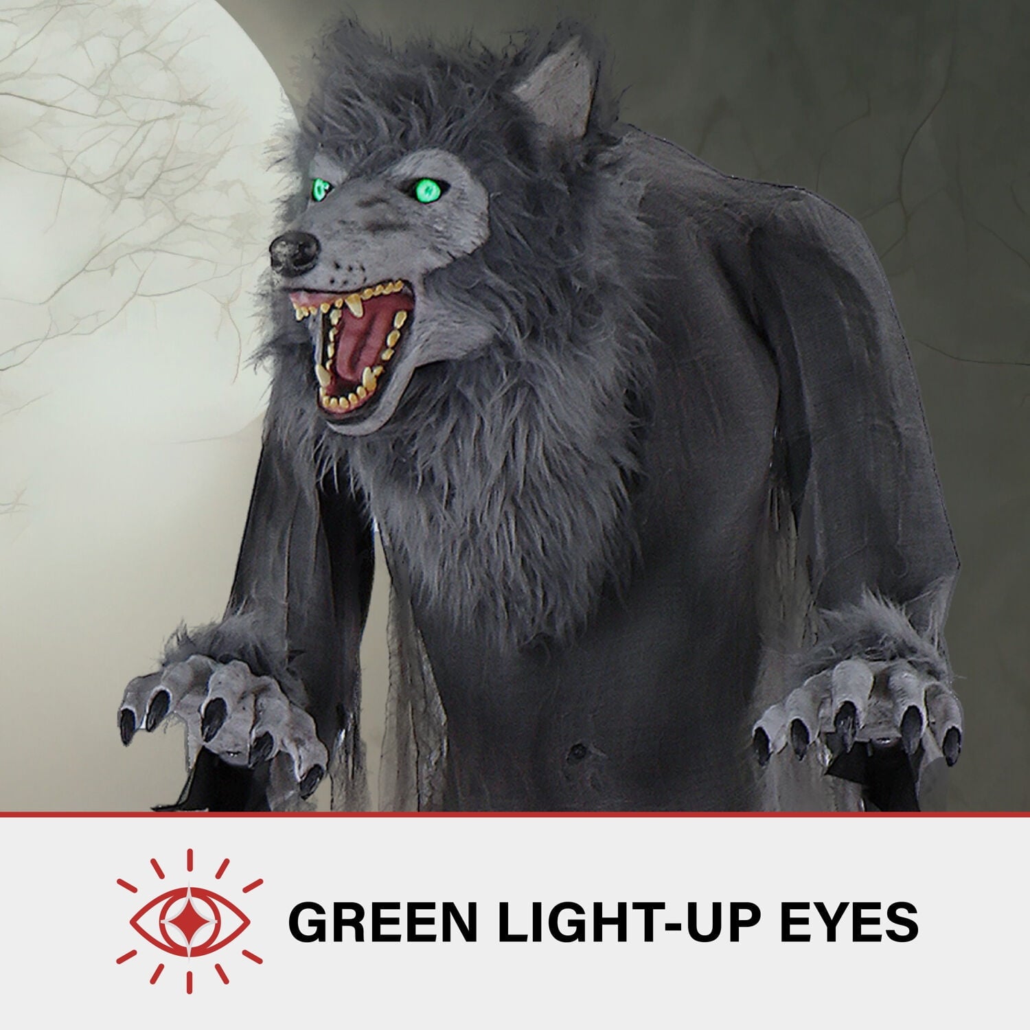 7 ft Tall Motion-Activated Towering Werewolf, Premium Halloween Animatronic, Plug-In, HHTWRWOLF-1FLSA