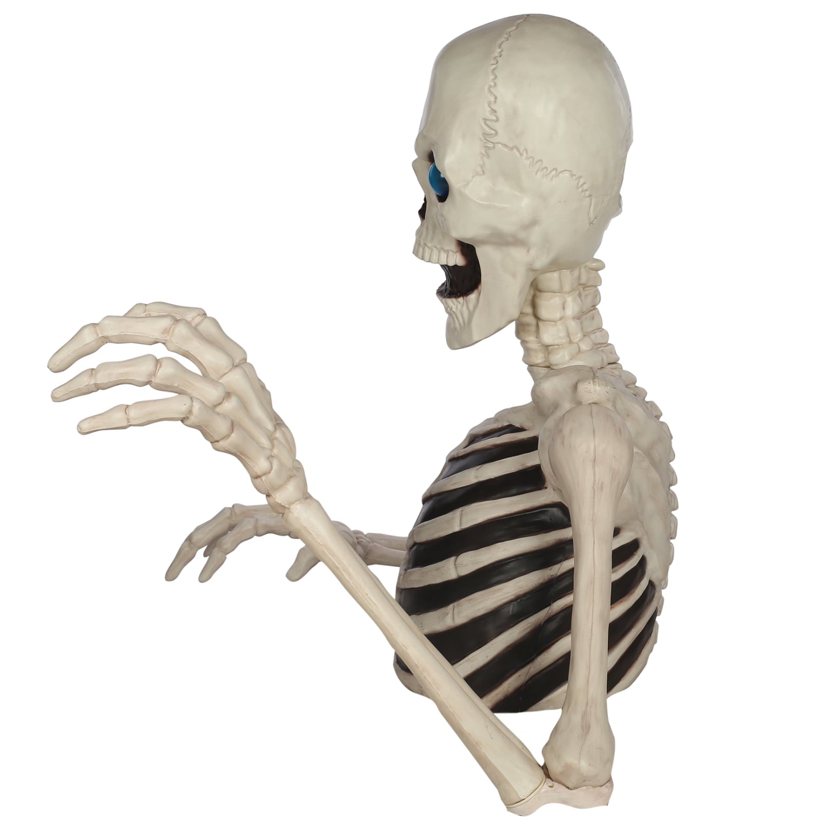 48" Halloween Giant Groundbreaker Skeleton with LED Light Moving Eyes, Creepy Sound Effect for Yard Porch Halloween Decoration