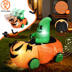 2.6ft Halloween Inflatable with Music and Lights,Remote Control Pumpkin Ghost Car,Blow ups Rc Car,Indoor Outdoor,Orange Green