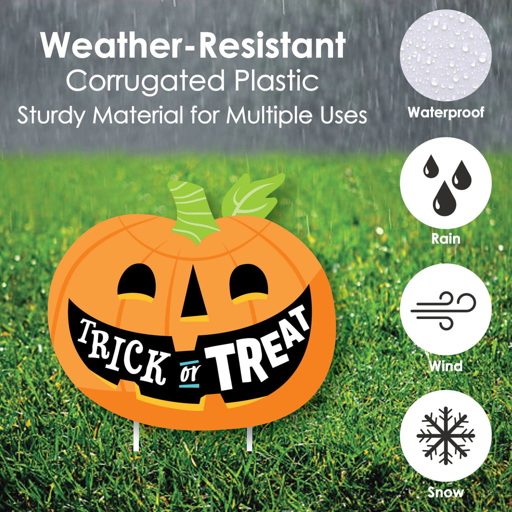 Big Dot of Happiness Jack-O'-Lantern Halloween - Black Cat Ghost Skull & Witch Hat Lawn Decor - Outdoor Kids Halloween Party Yard Decorations - 10 Pc