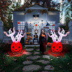 Halloween Ghost and Pumpkin Outdoor Halloween Inflatables for Patio Garden Decor