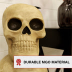 37" Skull Stack Statue with LED Eyes, Halloween Decor, HHMG036-1SKL-NAT