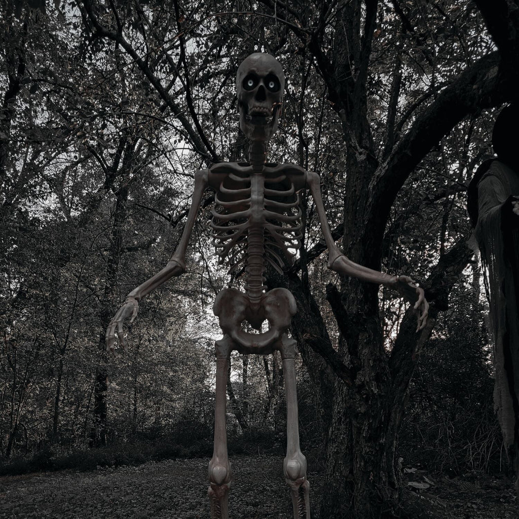 8 ft Tall Motion-Activated Towering Skeleton, Premium Talking Halloween Animatronic Decoration, Plug-In, HHTWRSKEL-2FLSA