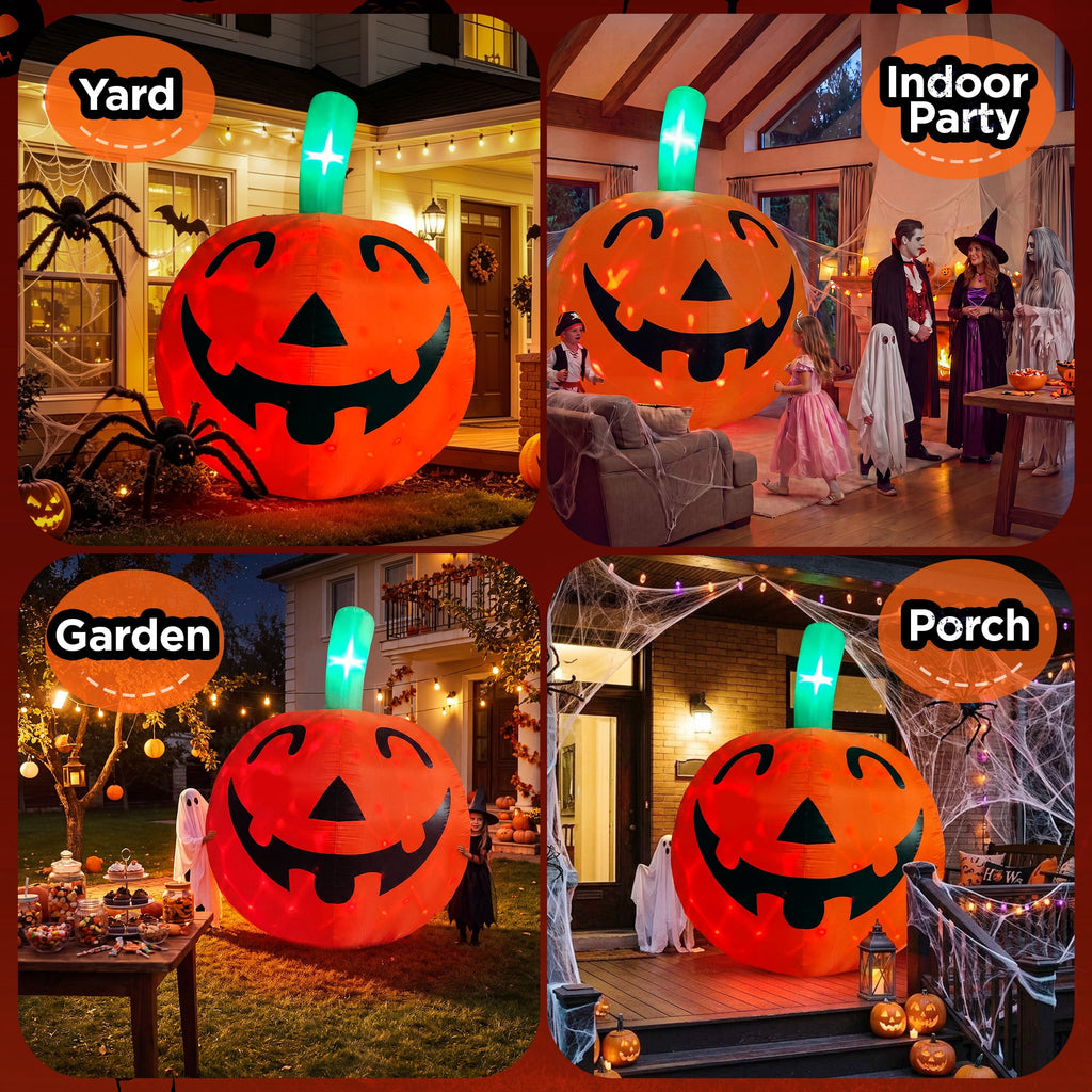 10ft Halloween Inflatable Pumpkin Decoration with Built-in LED Lights, Outdoor Yard Blow up for Halloween Party, Yard, Garden, Lawn