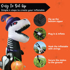 8 FT Halloween Inflatable Skeleton Dinosaur with Build-in LEDs Pumpkin Decorations,Halloween Outdoor Decorations Blow up Yard Decorations