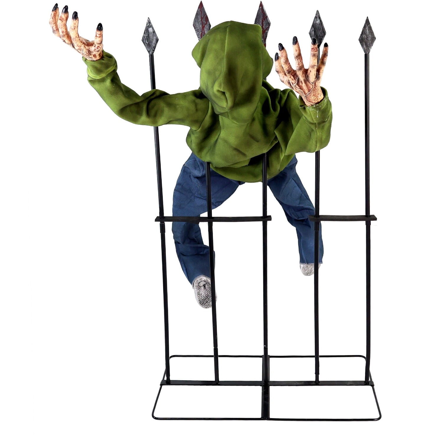 4.4 ft Voice-Sensor Impaled Zombie Halloween Animatronic, HHIMPZOMB-1FLSA