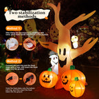 8FT Halloween Inflatables Dead Tree,Outdoor Halloween Decorations with Built-in LED Lights,Halloween Blow Up Yard Decorations with Pumpkin,Ghost,and Owl