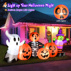 8FT Length Halloween Inflatable Witch, Ghost, with Pumpkin Outdoor Decoration for Party Garden Lawn House Holiday Decor,Built-in LED Lights & Powerful Air Blower