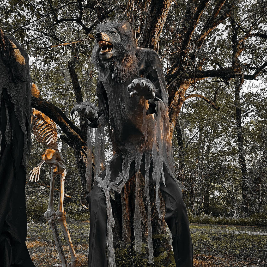 7 ft Tall Motion-Activated Towering Werewolf, Premium Halloween Animatronic, Plug-In, HHTWRWOLF-1FLSA