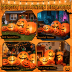 7.5 FT Long Halloween Inflatables Pumpkin Family Lighted,7 Pumpkins Blow Up Yard Decoration, Built-in LEDs, Stakes & Tethers Included for Outdoor Lawn Garden Halloween Decor